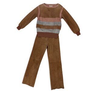 VTG Sabrina, 2 Piece Set, 100% Genuine Lambskin Suede, Leather Colorblock Sz 6